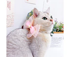 Cat Collar Cartoon Tiger Design Elastic Band Cute Kitten Dog Bow Tie Collar Bib Pet Supplies-Pink XS