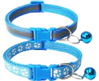 2-Pack Footprint & Reflective Cat Collar with Bell Basic Dog Cat Collar Buckle Adjustable Polyester Cat Dog Collar or Seatbelts