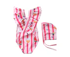 Children Girls One-Piece Swimsuit with Hat Fashion Bathing Suit New - Pink Striped
