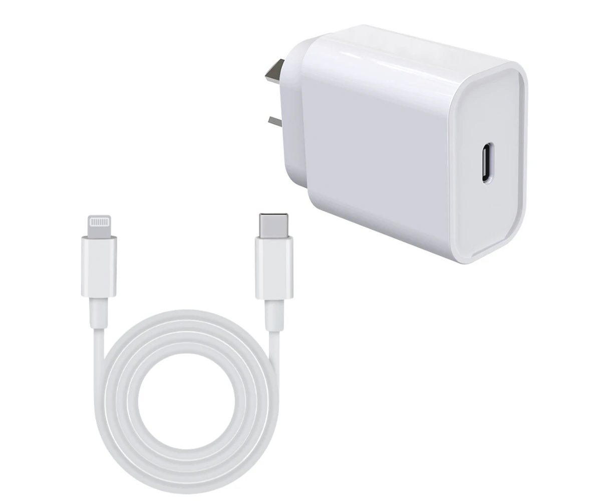 Techflo 20w Pd Fast Charging Wall Adapter & Mfi Certified Cable For Apple Iphone