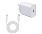TechFlo 20W PD Fast Charging Wall Adapter & MFI Certified Cable for Apple iPhone