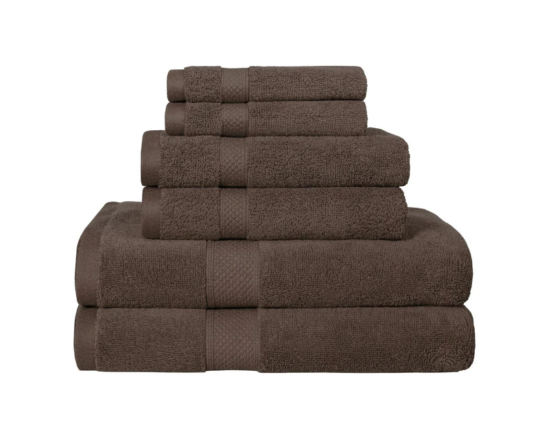 6pcs 650gsm Combed Cotton Luxury Bath Towel Set Extra Soft Absorbent Hotel Quality Chocolate Brown