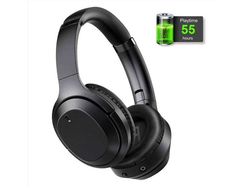 Active Noise Cancelling Headphones, Over Ear Wireless Bluetooth Headset Microphone, 25Hrs Playtime, Foldable Soft