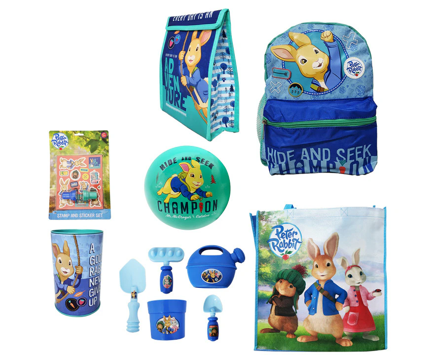 Peter Rabbit Kids/Children Backpack/Cooler Bag/Money Tin/Ball/Sticker Showbag 22