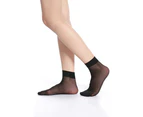 10 Pairs Women's Ankle High Sheer Socks,Black - Black