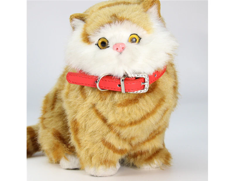 Cat Collar Solid Color Adjustable Faux Leather Puppy Collar Pet Traction Tool for Outdoor-Red XS