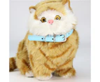 Cat Collar Solid Color Adjustable Faux Leather Puppy Collar Pet Traction Tool for Outdoor-Sky Blue S