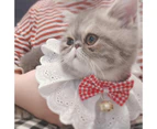 Cat Collar with Adjustable Rope Tie Bow-knot Decoration Thin Cat Dog Lace Collar Bib Pet Supplies-Red M
