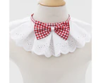Cat Collar with Adjustable Rope Tie Bow-knot Decoration Thin Cat Dog Lace Collar Bib Pet Supplies-Red L