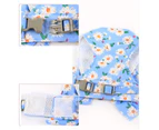 Cat Harness with Leash Rope Breathable Mesh Bow-knot Dog Vest Pet Flower Printed Traction Harnesses Cat Supplies-Sky Blue L