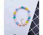 Cat Necklace Attractive Lightweight Plastic Colorful Beads Cat Collar for Daily Life -Multicolor M