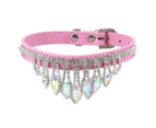 Cat Collar Eye-catching Waterproof Charming Sparkling Pet Cat Dog Necklace with Rhinestones for Outdoor-Pink XS