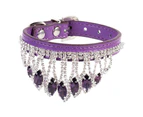 Cat Collar Eye-catching Waterproof Charming Sparkling Pet Cat Dog Necklace with Rhinestones for Outdoor-Purple M