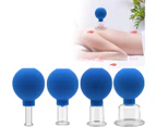 Set Of 4 Cupping Glasses With Ball 15-25-36-52Mm For Professional, Medical, Fireless Cupping, Cupping Glass, Cupping Glasses