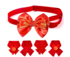 Chinese Style Design Cat Dog Bowknot Decor Collar Neck Strap Scarf Pet Supplies-S