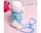 Cute Teddy Pearl Angel Harness Vest Collar Dog Chest Strap Leash Pet Supplies-Blue XS