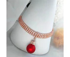 Dog Collar Breathable Releases Quickly Glitter Bling Rhinestone Pet Collar with Pendant for Dog-Rose Gold M