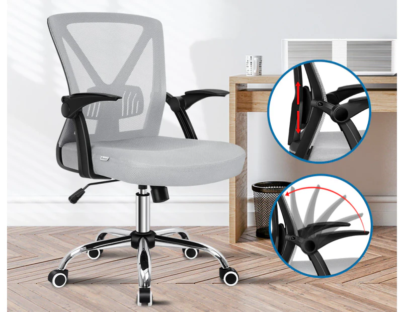 ALFORDSON Mesh Office Chair Executive Fabric Seat Gaming Racing Tilt Computer Grey