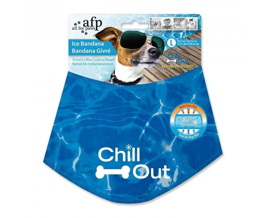 L - Dog Cooling Bandana Ice Neck Collar AFP Chill Out Pet Cool Scarf Cold Large