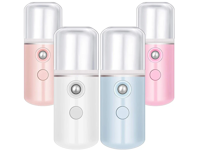4 Pieces Nano Sprayer Nano Face Portable Mini Face Mist Handy Sprayer Atomizing Eyelash Extension Cool For Usb Rechargeable (White, Light Pink, Blue, Pink)