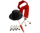 1 Set Snowman Making Kit Cute Black Hat Red Scarf Carrot Nose Dress-up Set Outdoor Decoration Accessories DIY Christmas Snowman Tool Kit Kids Toy Gift-Red