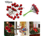 100Pcs Foam Christmas Tree Artificial Fruit Small Holly Berry Toy Party Decor-100pcs