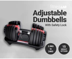 FitnessLab 24kg Adjustable Dumbbells Dumbbell Set Weight Dumbbells Plates Exercise Fitness Gym