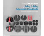 FitnessLab 48kg Adjustable Dumbbells Dumbbell Set Weight Dumbbells Plates Exercise Fitness 2x 24kg