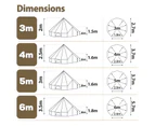 MIUZ Tent 5M 4-Season Bell Tent Waterproof Canvas Glamping Yurt Teepee Commercial Grade Belltent