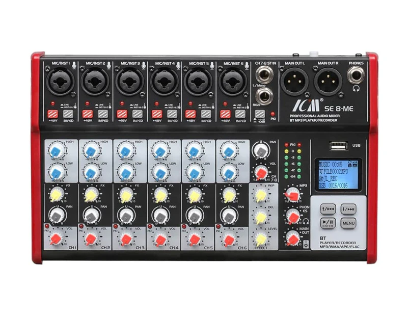 ICM SE-8-ME 8CH Compact Audio Mixer with Bluetooth and USB Recorder MP3 ADC/DAC