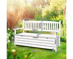 Furb Patio Storage Bench Wooden Box Chest 3 Seat Backyard Garden Outdoor Furniture Park White