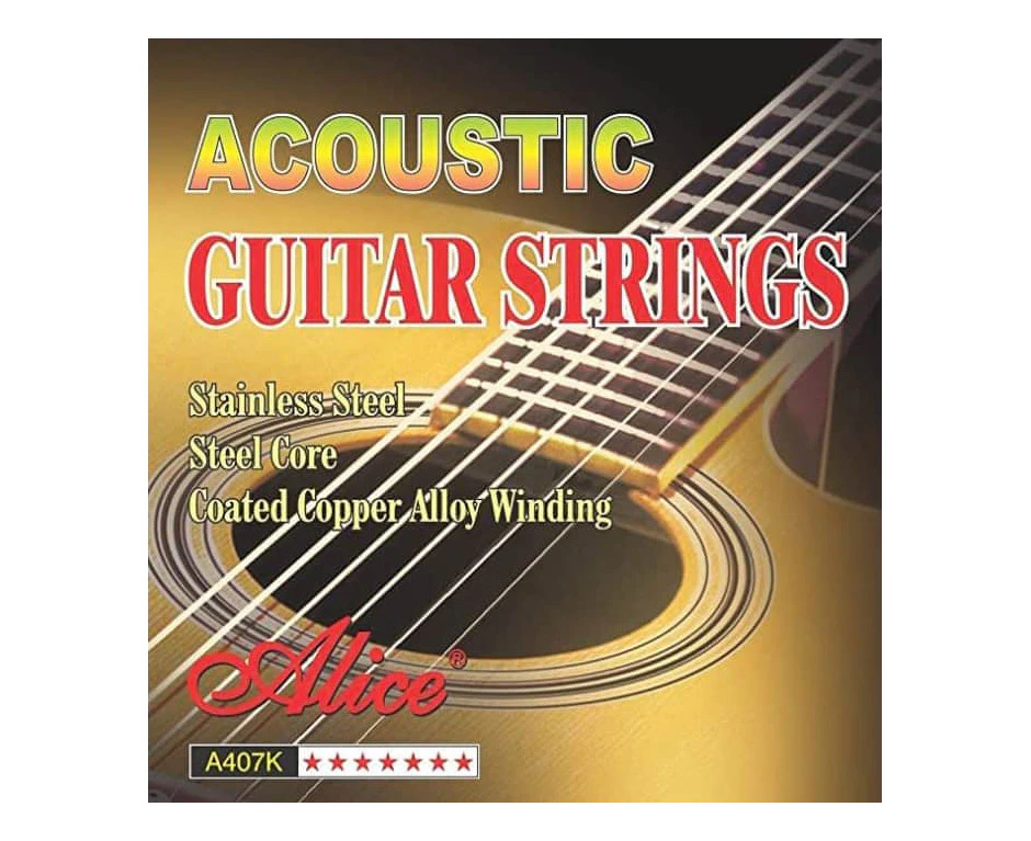 Alice A407K Steel Acoustic Guitar String Set Light 12-53 Bronze Colour