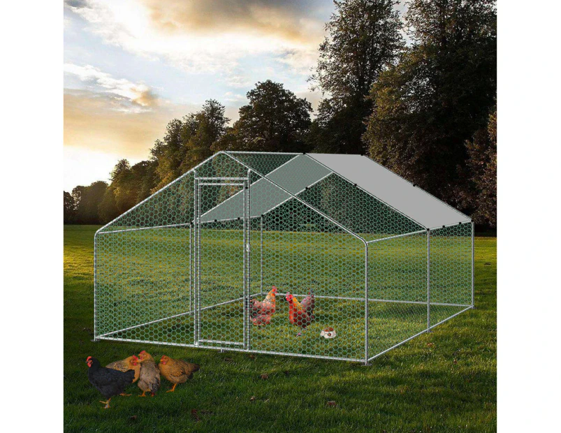 Large Walk-in Pet Chicken Run Coop Cage Rabbit Hutch Ferret House w Cover 3x4x2m