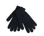 Unisex Men and Women Black Knit Gloves - Regular - Black