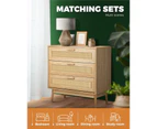 Oikiture 3 Chest of Drawers Tallboy Cabinet Clothes Storage Rattan Furniture