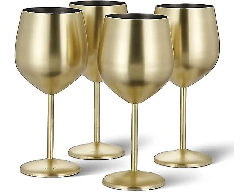 4  Pcs Gold Matte Stainless Steel Wine Glasses Set with Gift Box 540 Ml