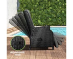 Livsip Rattan Recliner Chairs Sun Lounge & Table Wicker Day Bed Outdoor Furniture Set of 3