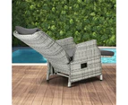 Livsip Rattan Recliner Chairs Sun Lounge & Table Wicker Day Bed Outdoor Garden Beach Pool