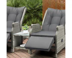 Livsip Rattan Recliner Chairs Sun Lounge & Table Wicker Day Bed Outdoor Garden Beach Pool