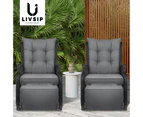 Livsip Rattan Recliner Sun Lounge Wicker Day Bed Outdoor Garden Beach Pool