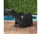 Livsip Recliner Chairs Sun Lounger 2 Pieces Outdoor Furniture Setting Patio Wicker Sofa Black