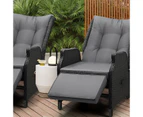 Livsip Recliner Chairs Sun Lounger 2 Pieces Outdoor Furniture Setting Patio Wicker Sofa Black