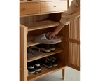 MIUZ 4 Tier Shoes Cabinet Storage Shoe Box Organiser Rack With Shelves Drawers Wardrobe Solid Oak - American Oak