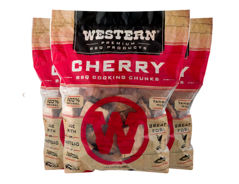 Western Cherry Smoking Wood Chunks - Made in the USA - 28081