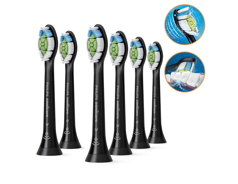 6 Pieces Philips Sonicare W Optimal Black Replacement Electric Toothbrush Heads