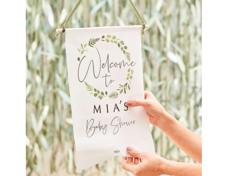 Botanical Baby Baby Shower Customisable Welcome Sign Size: One Size