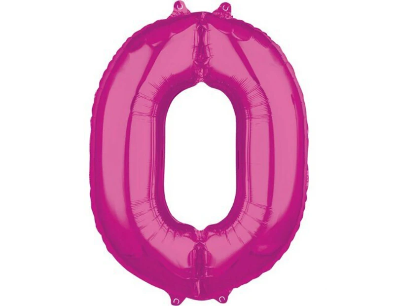 Foil Balloon Number Mid-Size Pink 0 L26 Size: One Size
