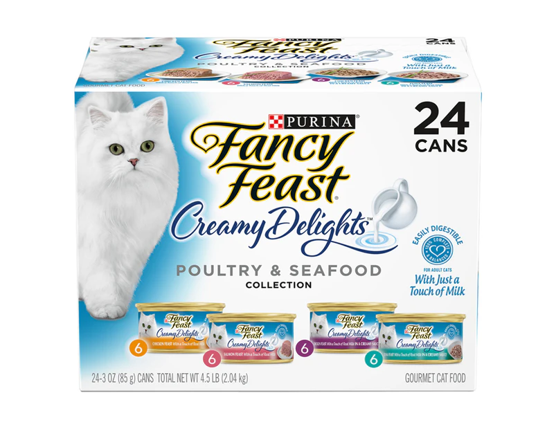 Fancy Feast Creamy Delights Wet Cat Food Poultry & Seafood Variety 24 Pack