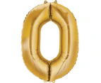 Foil Balloon Number SuperShape Gold 0 L34 Size: One Size