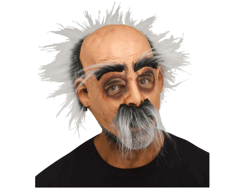 Hairy Harry Old Man Grandpa Adult Mens Costume Overhead 1/2 Mask With Hair